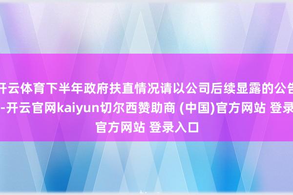 开云体育下半年政府扶直情况请以公司后续显露的公告为准-开云官网kaiyun切尔西赞助商 (中国)官方网站 登录入口