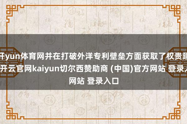 开yun体育网并在打破外洋专利壁垒方面获取了权贵建立-开云官网kaiyun切尔西赞助商 (中国)官方网站 登录入口